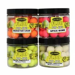 Fluo Pop Ups Ananas Frais 15mm 67g FUN FISHING -Materiel Fox Magasin fluo pop ups ananas jaune 15mm 67g fun fishing 2